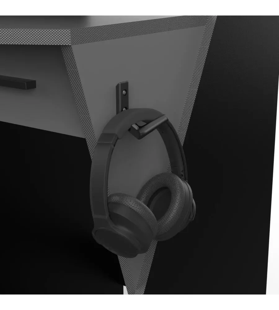 SCRIVANIA "GAMING" NERA CON PORTACUFFIE E PASSACAVI, 123,5X59,8X90,2 CM